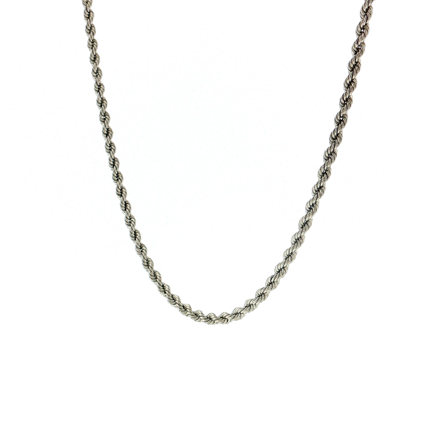 18" Rope Chain Necklace 14k White Gold