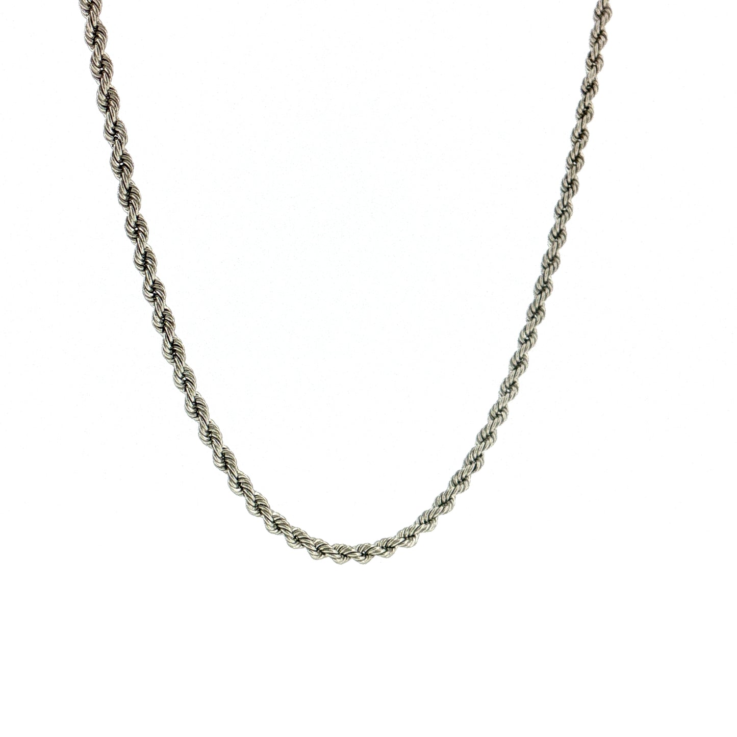 18" Rope Chain Necklace 14k White Gold