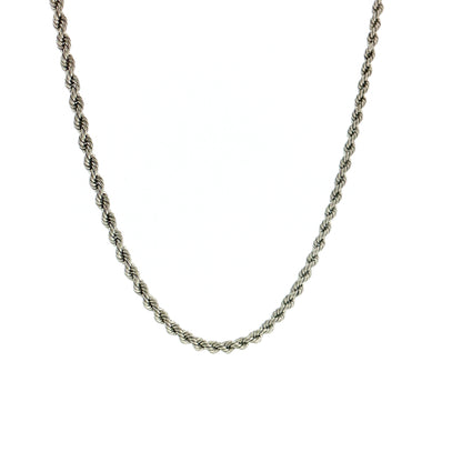 18" Rope Chain Necklace 14k White Gold