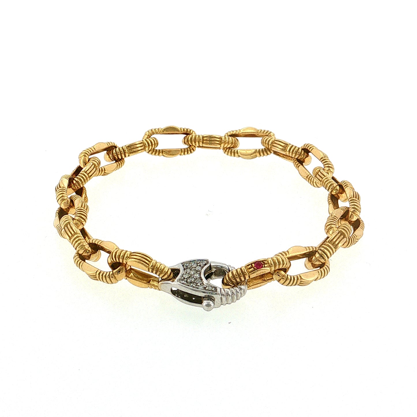 Roberto Coin Diamond & Ruby Paperclip Bracelet 18k
