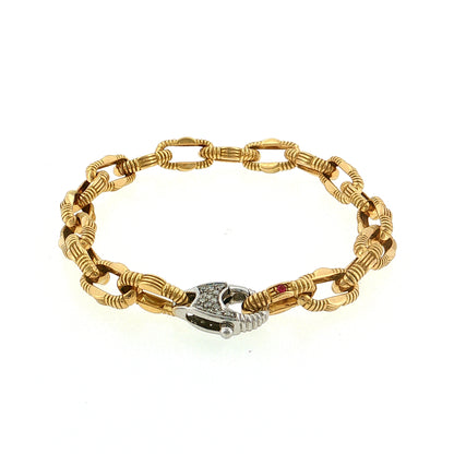 Roberto Coin Diamond & Ruby Paperclip Bracelet 18k