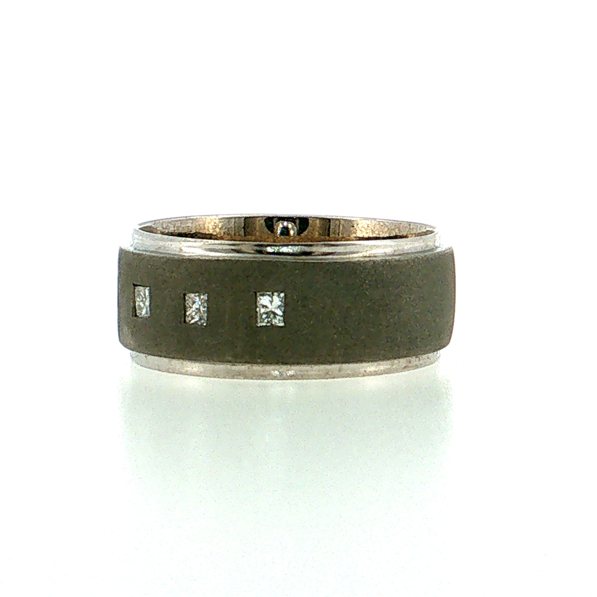 .16 Men's Princess Diamond Wedding Band 14k White Gold
