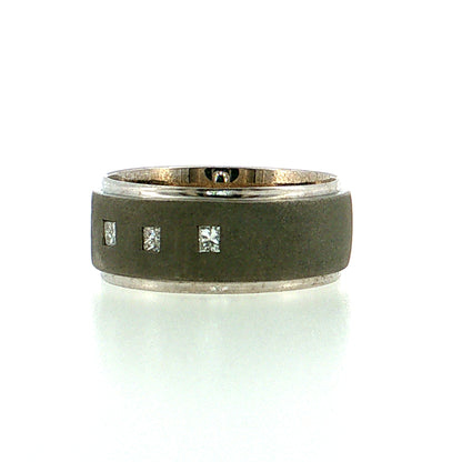 .16 Men's Princess Diamond Wedding Band 14k White Gold