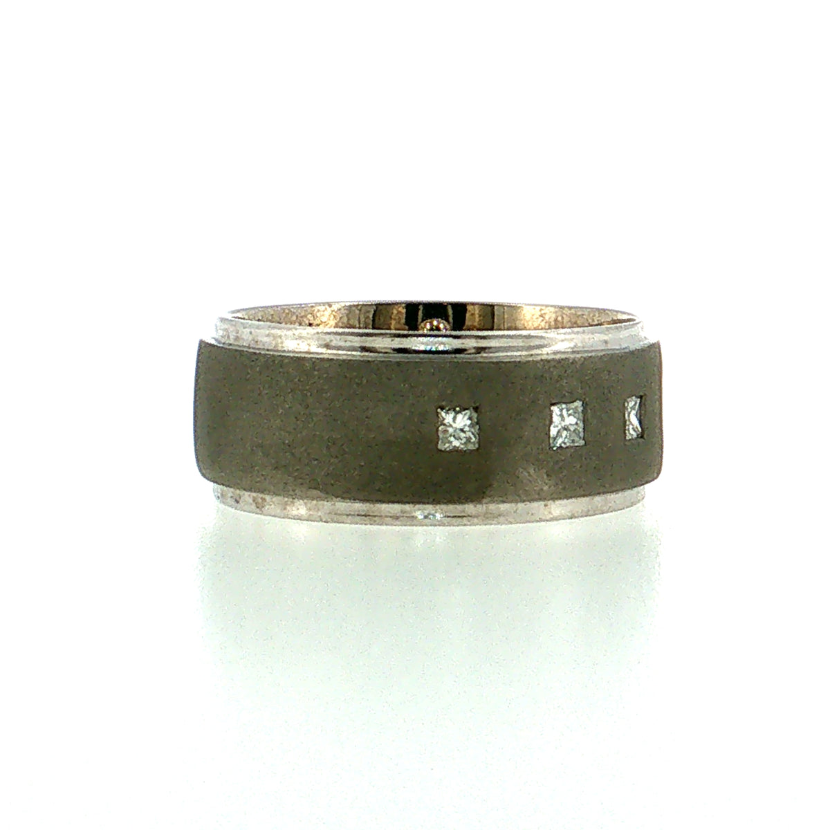 .16 Men's Princess Diamond Wedding Band 14k White Gold