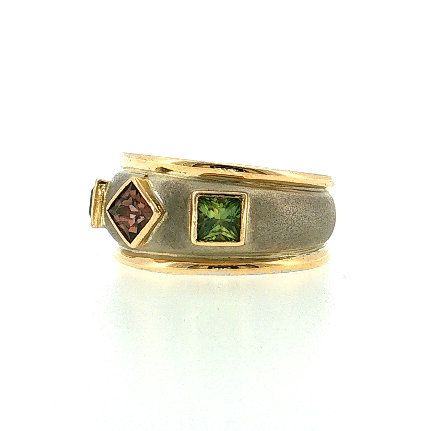 .63 Men's Pink Tourmaline & Peridot Ring 14k