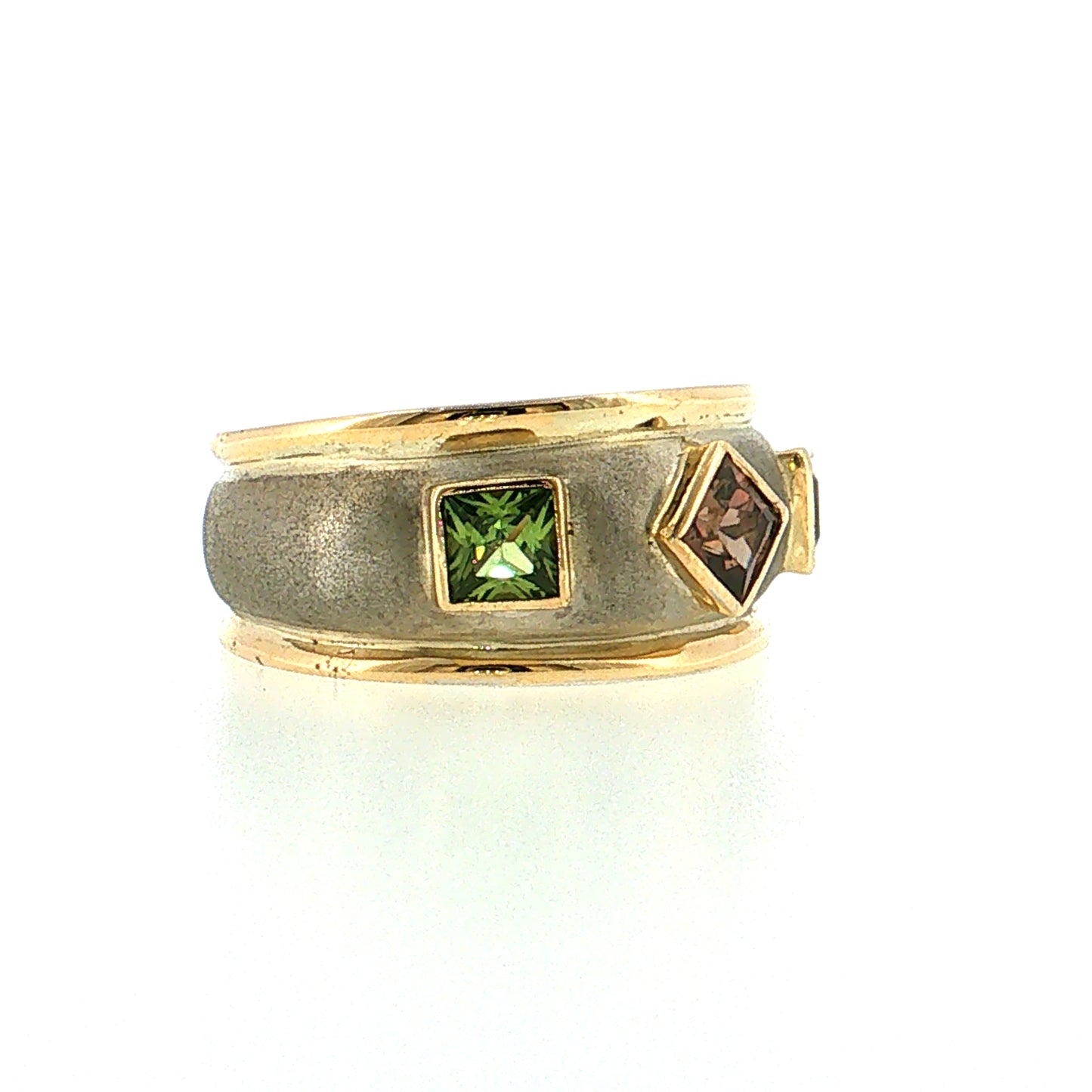.63 Men's Pink Tourmaline & Peridot Ring 14k
