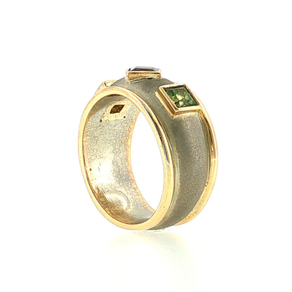 .63 Men's Pink Tourmaline & Peridot Ring 14k