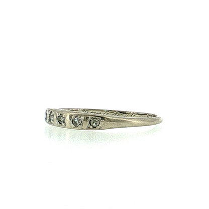 .09 Antique Art Deco Diamond Wedding Band 14K