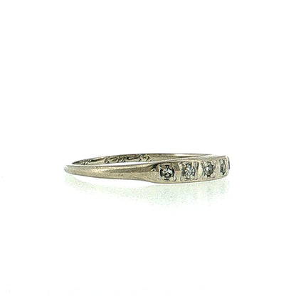 .09 Antique Art Deco Diamond Wedding Band 14K