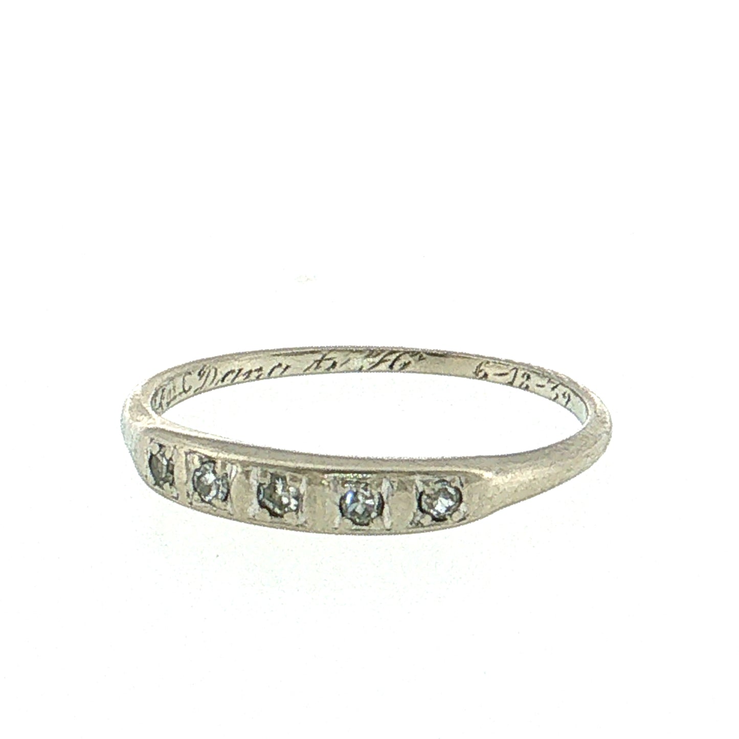 .09 Antique Art Deco Diamond Wedding Band 14K