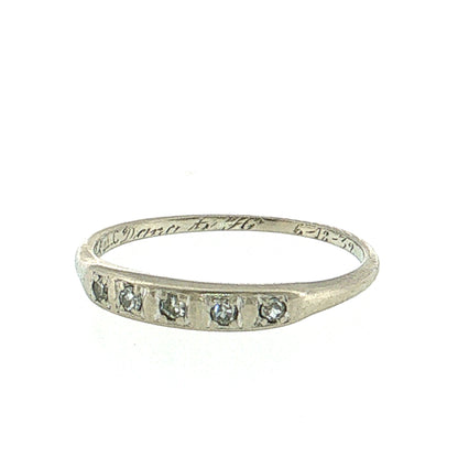 .09 Antique Art Deco Diamond Wedding Band 14K
