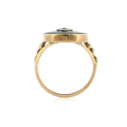 Vintage Retro Onyx & Diamond Cocktail Ring 14k