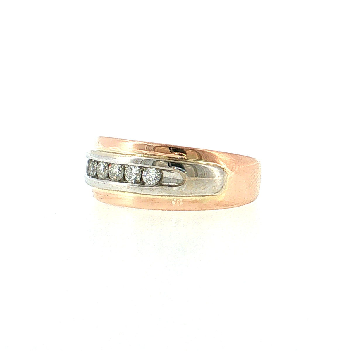 .18 Diamond Channel Set Wedding Band Two-Tone 14k Gold