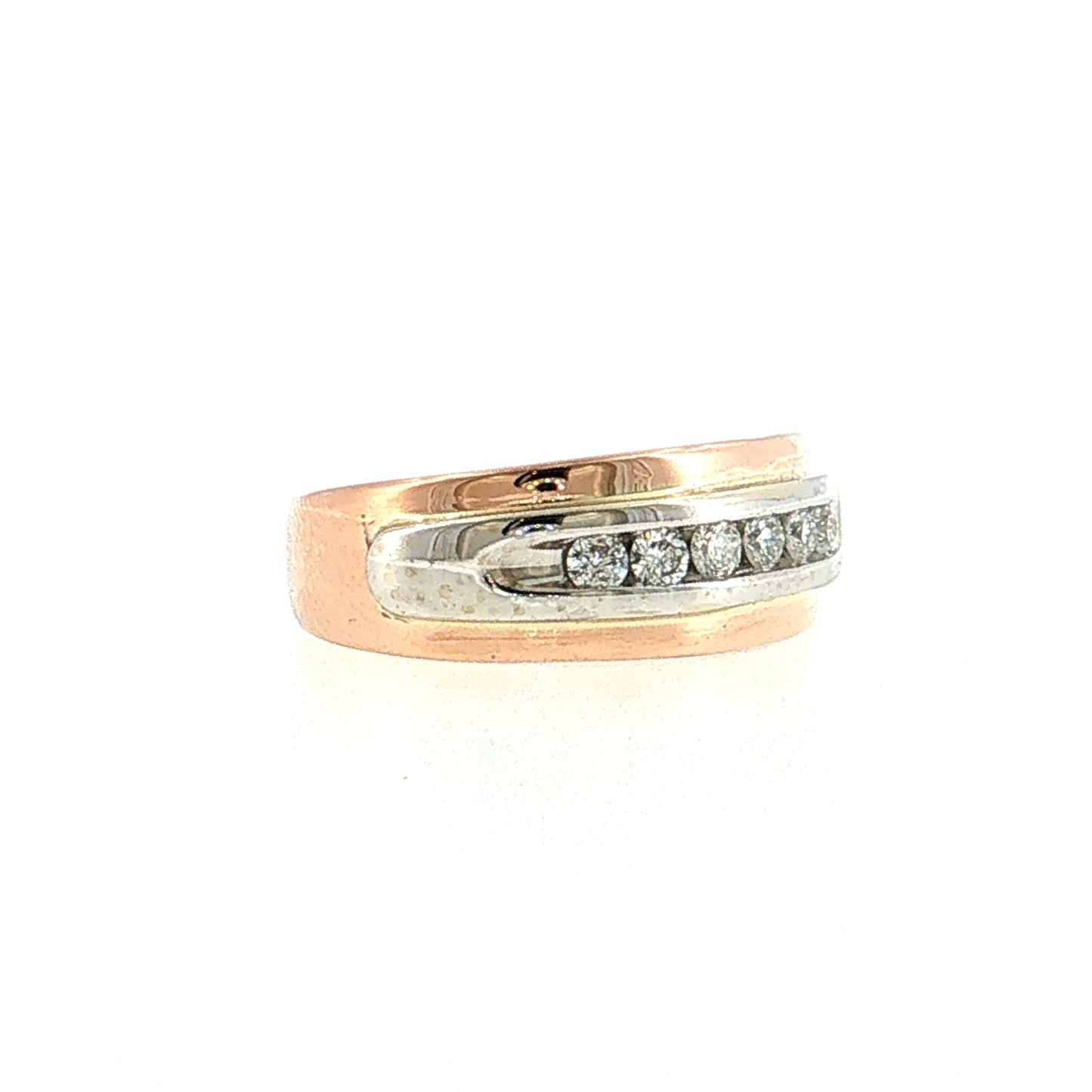 .18 Diamond Channel Set Wedding Band Two-Tone 14k Gold