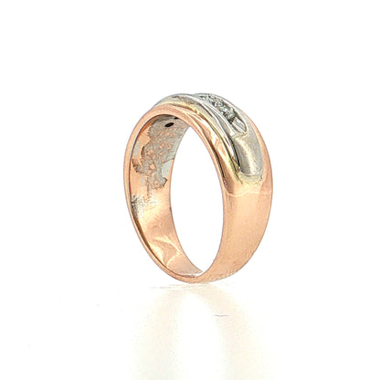 .18 Diamond Channel Set Wedding Band Two-Tone 14k Gold
