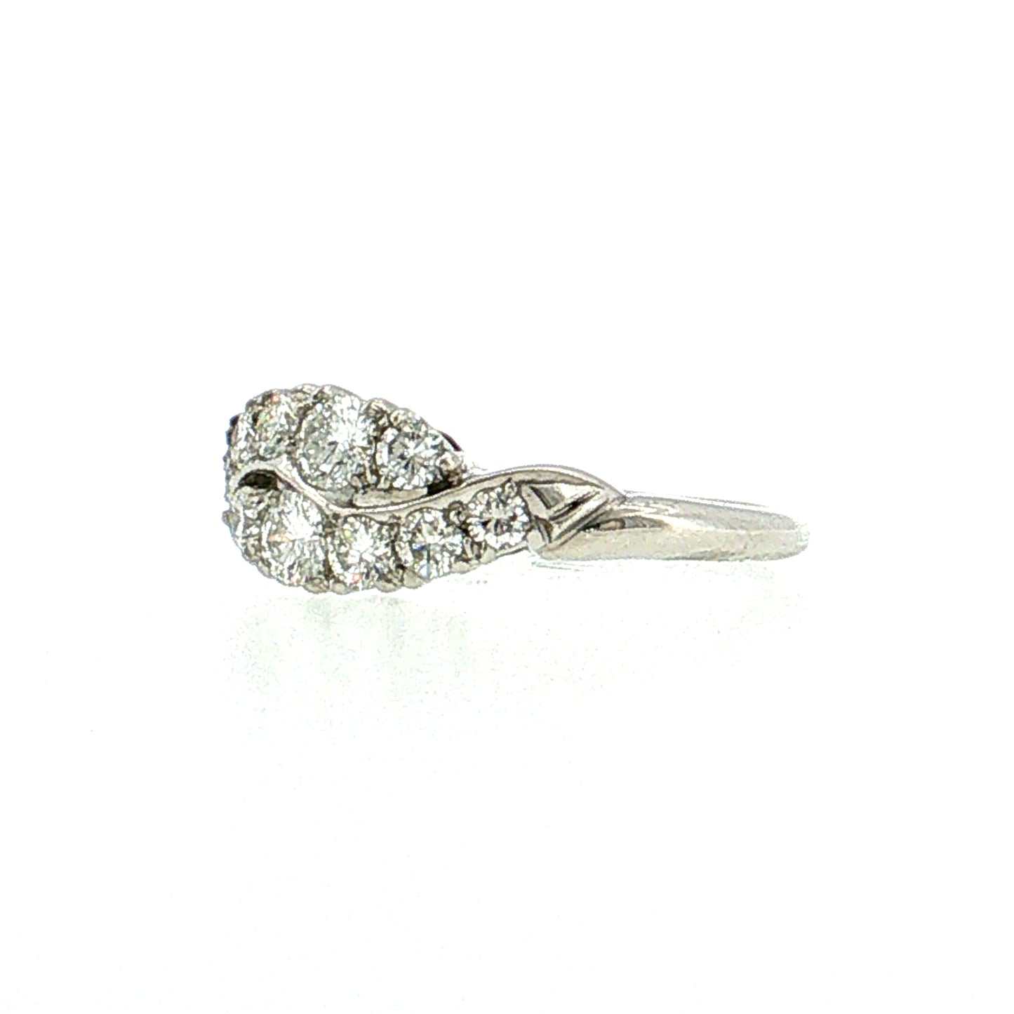 .56 Vintage Mid-Century Diamond Bypass Ring Platinum