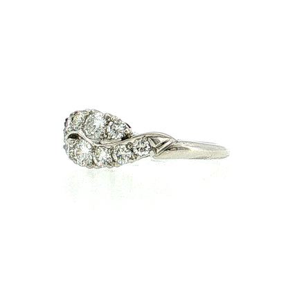 .56 Vintage Mid-Century Diamond Bypass Ring Platinum