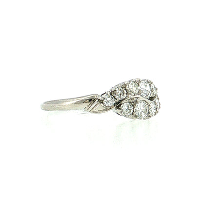 .56 Vintage Mid-Century Diamond Bypass Ring Platinum