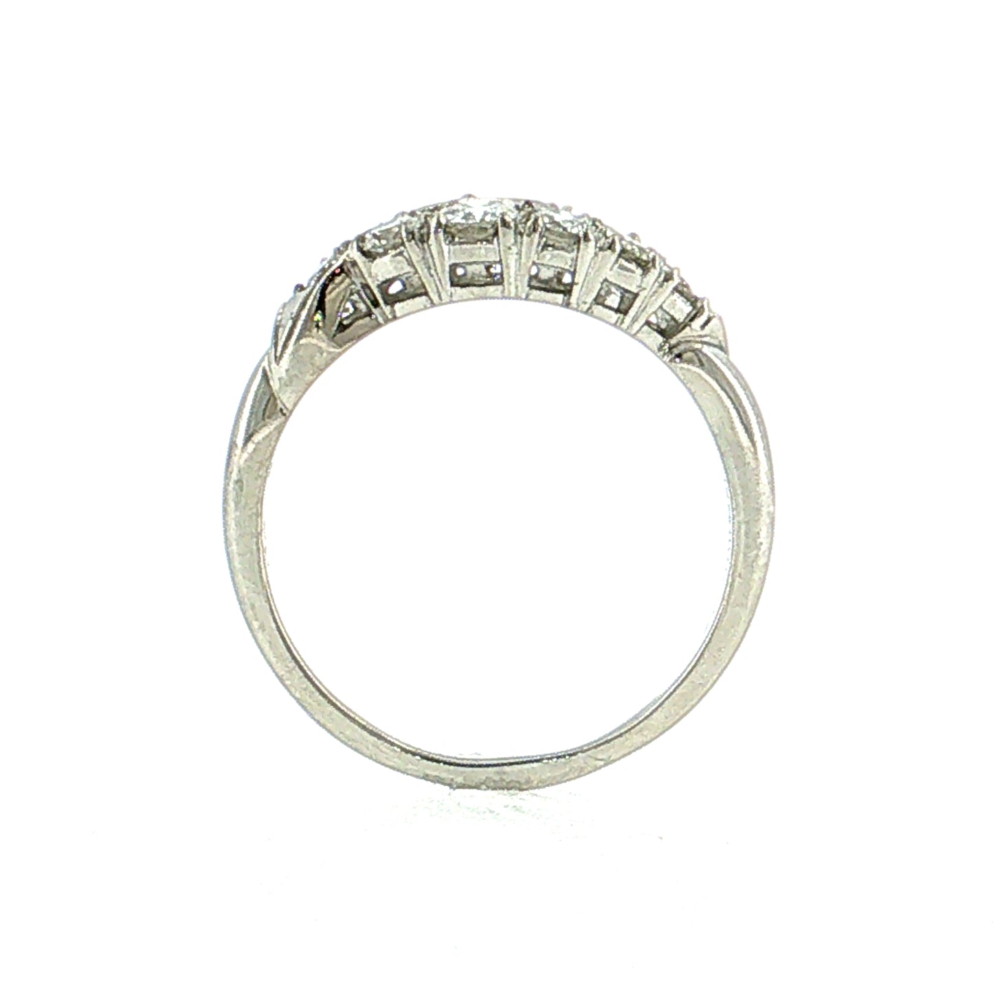 .56 Vintage Mid-Century Diamond Bypass Ring Platinum