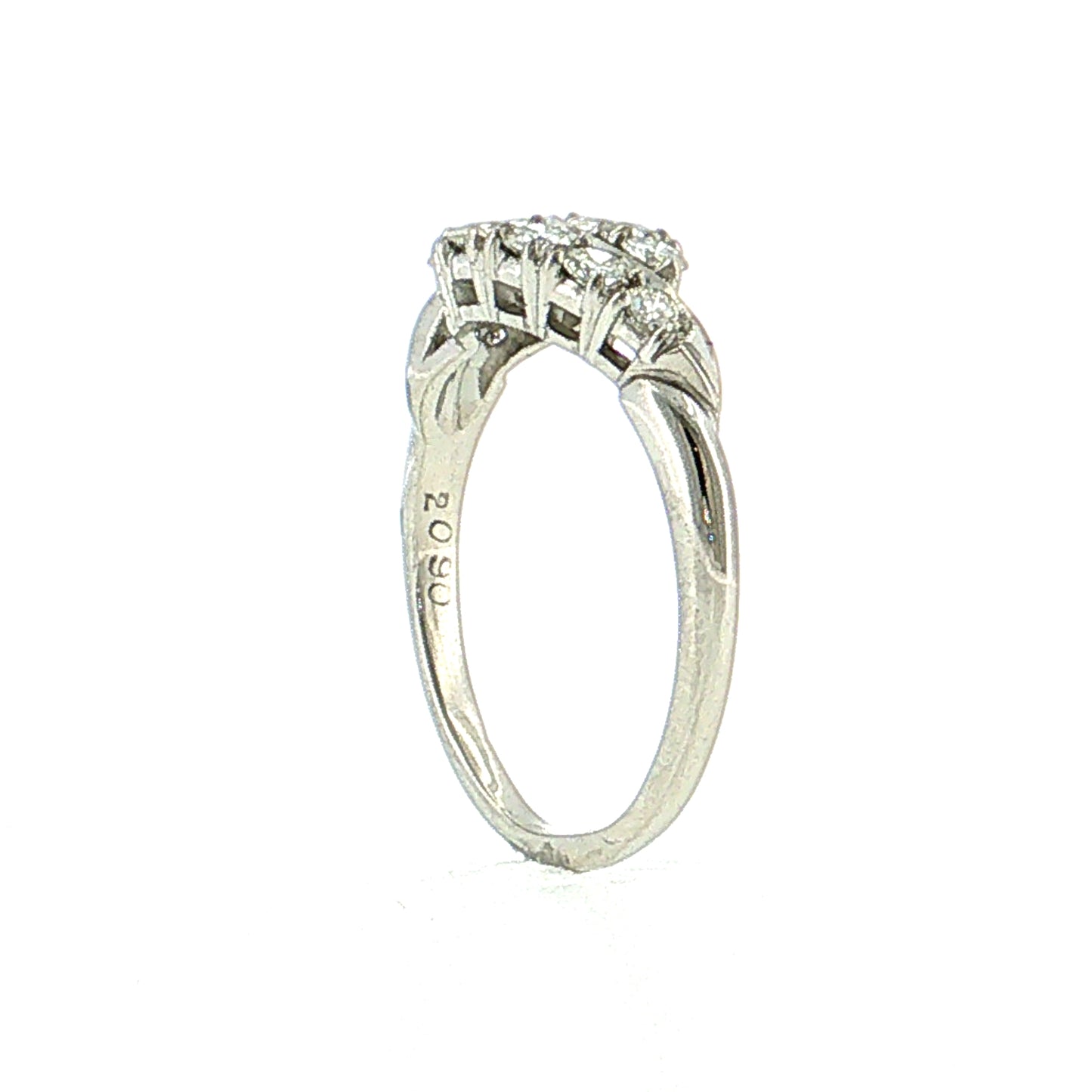 .56 Vintage Mid-Century Diamond Bypass Ring Platinum