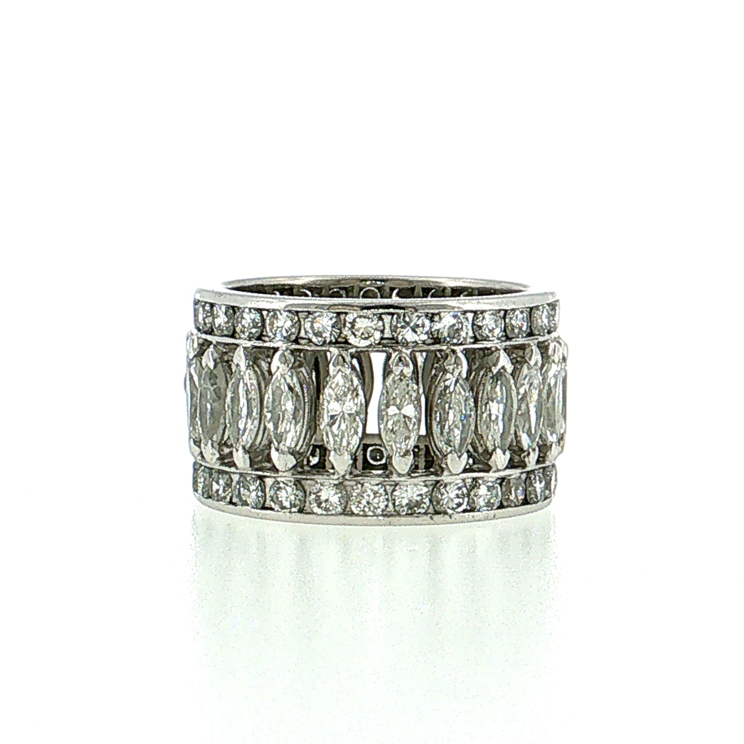 2.86 Marquise Diamond Eternity Cocktail Ring Platinum