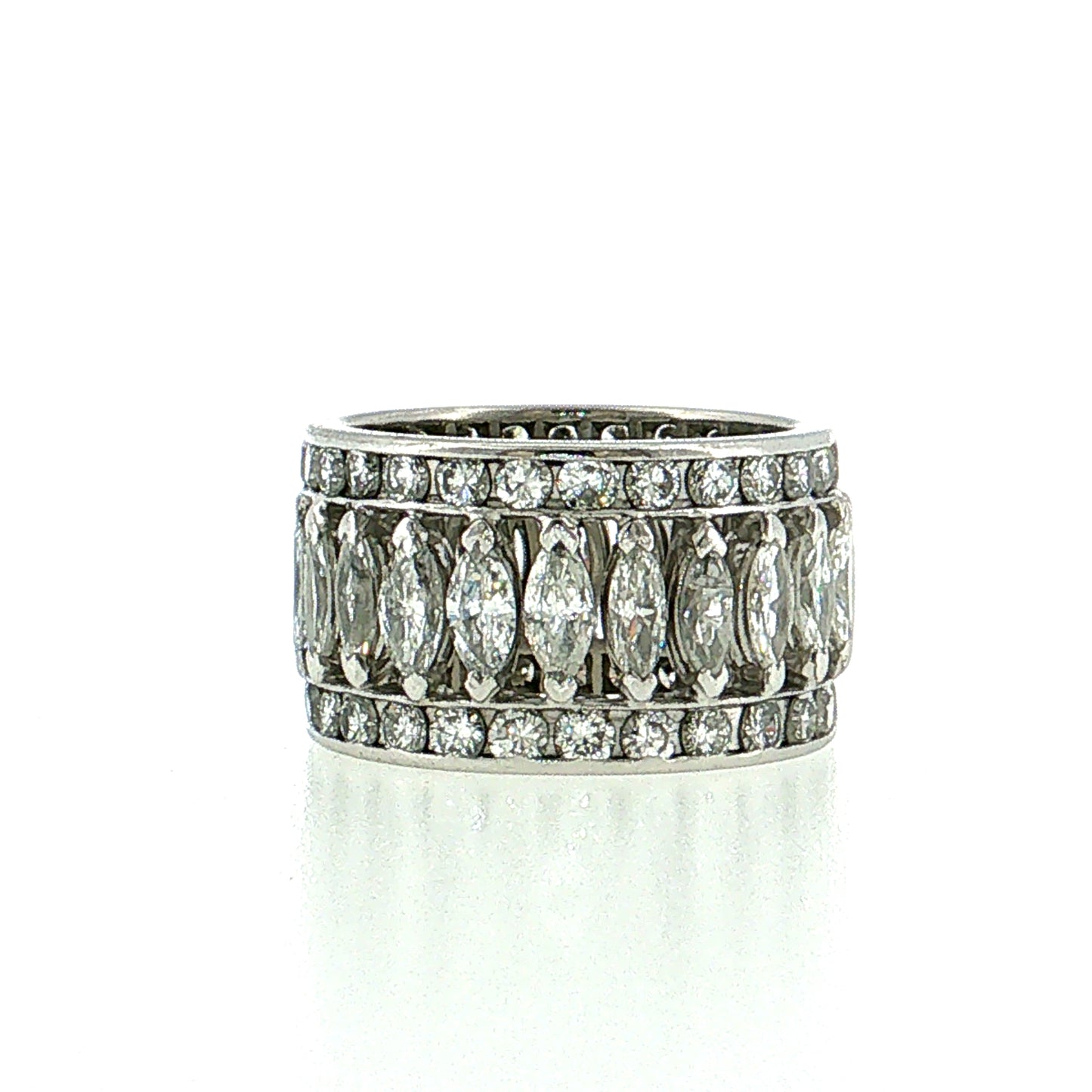 2.86 Marquise Diamond Eternity Cocktail Ring Platinum