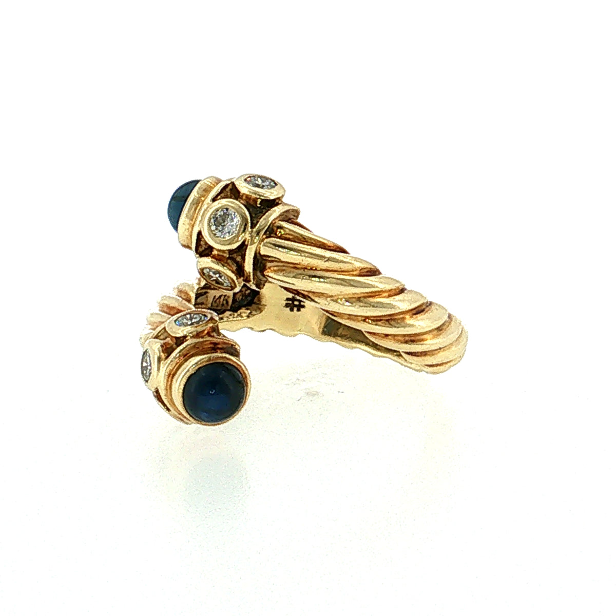 David Yurman Diamond & Sapphire Cable Ring 14k
