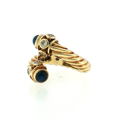David Yurman Diamond & Sapphire Cable Ring 14k