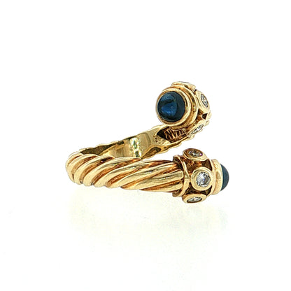 David Yurman Diamond & Sapphire Cable Ring 14k