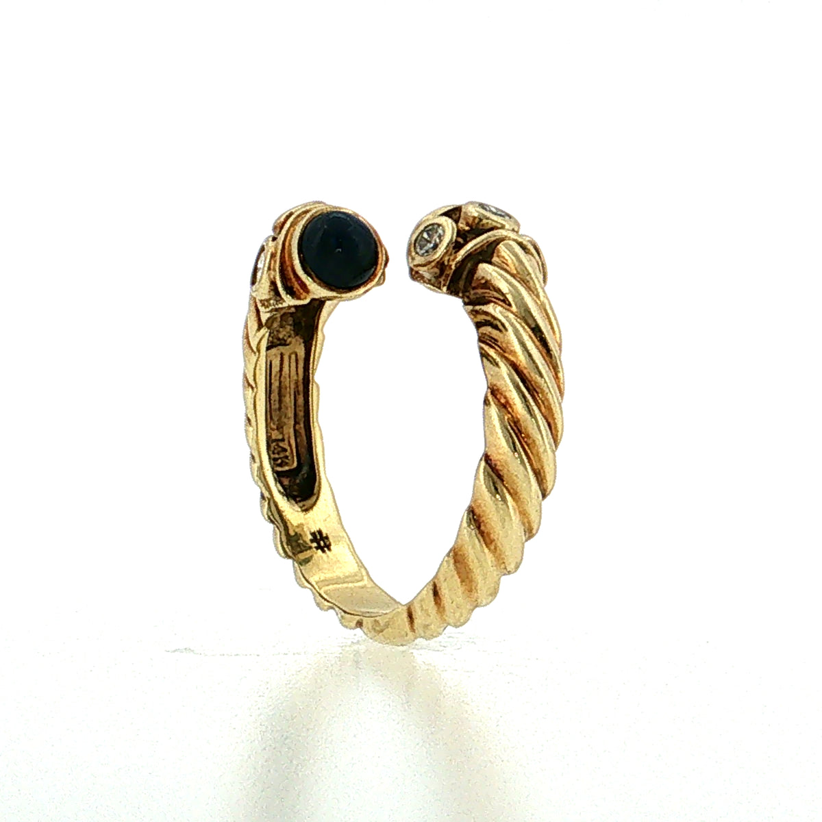 David Yurman Diamond & Sapphire Cable Ring 14k