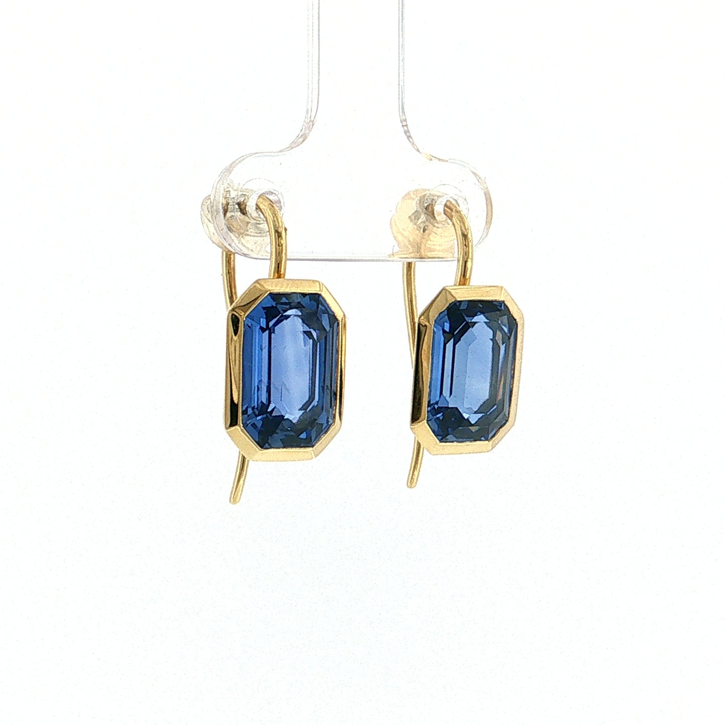 10.26 Emerald Cut Sapphire Drop Earrings 18k