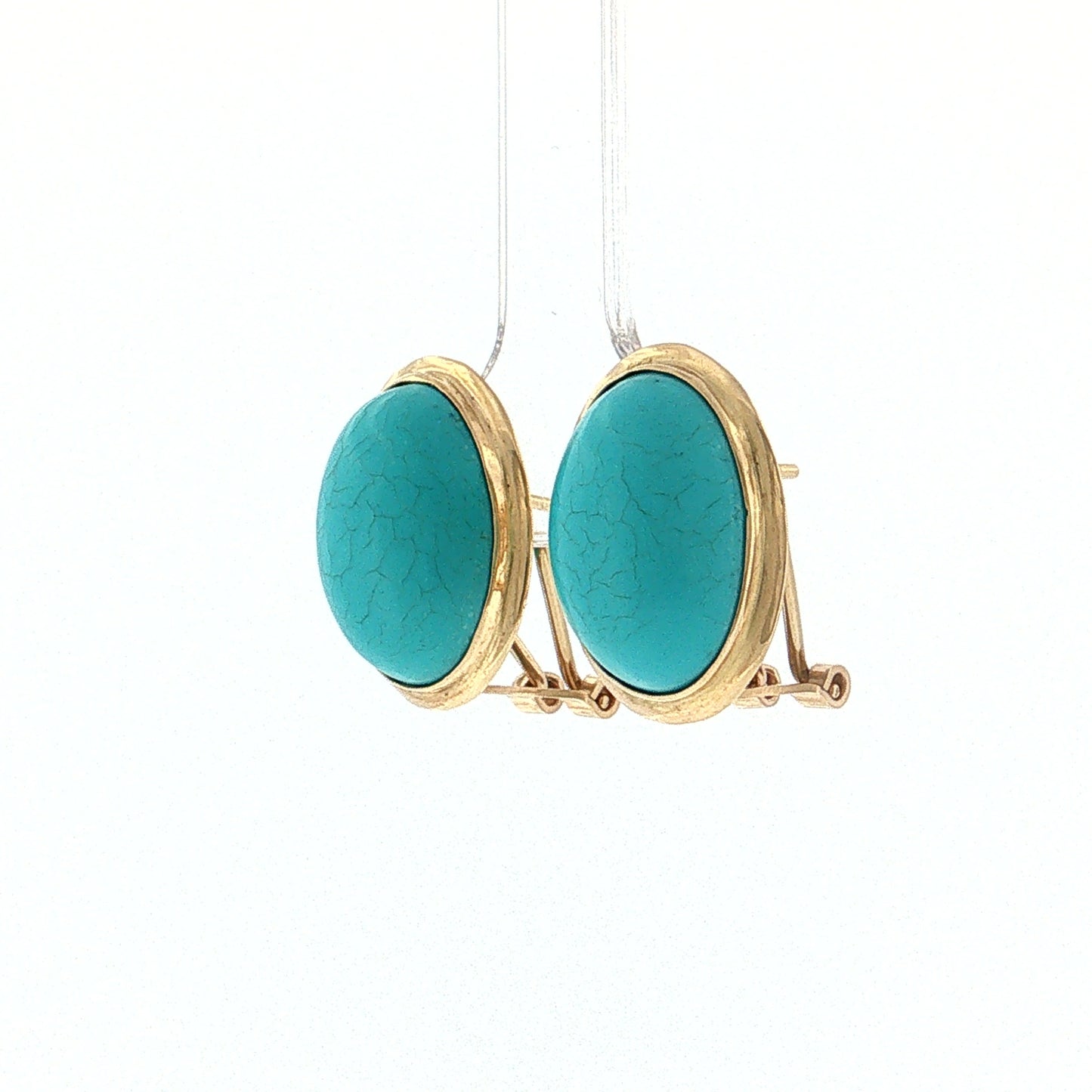 14.50 Turquoise Oval Stud Earrings 14k
