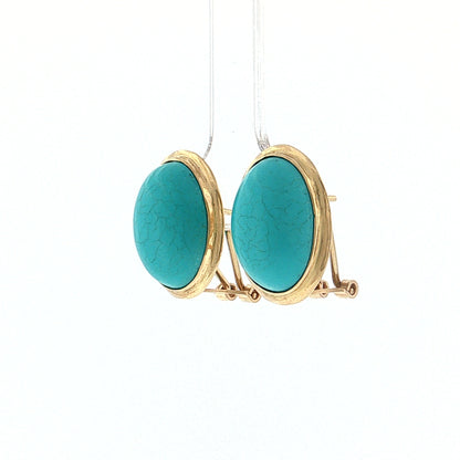 14.50 Turquoise Oval Stud Earrings 14k