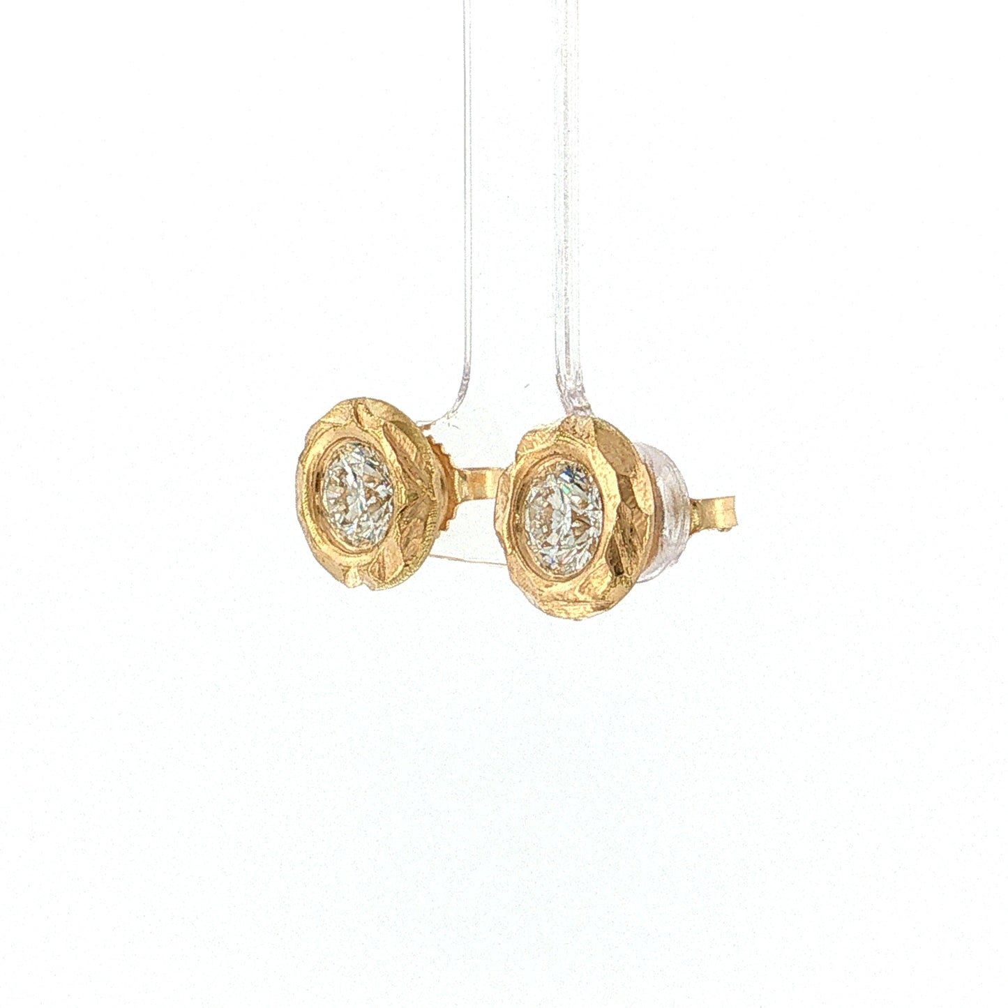 2.01 GIA Diamond Stud Earrings 18k Yellow Gold