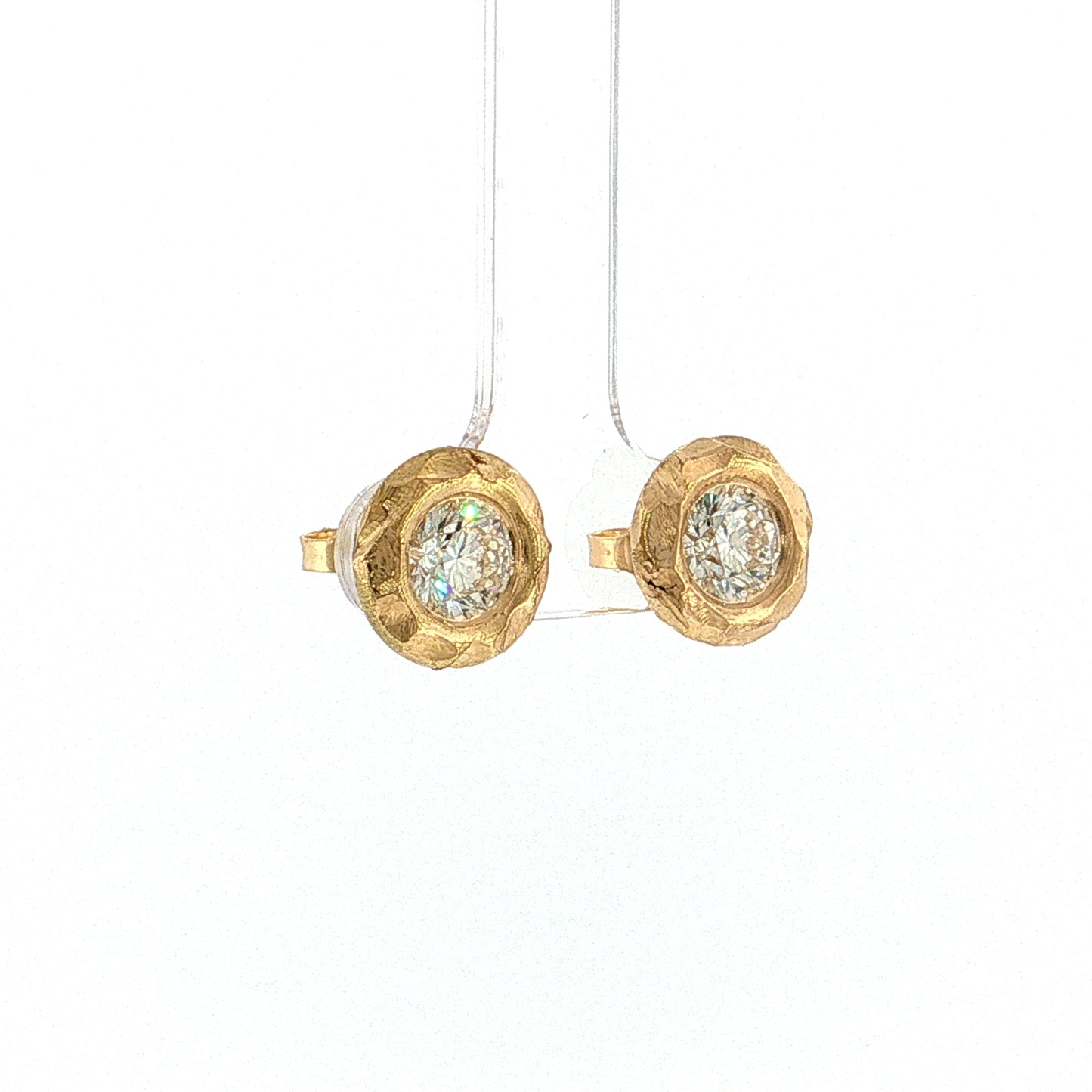 2.01 GIA Diamond Stud Earrings 18k Yellow Gold