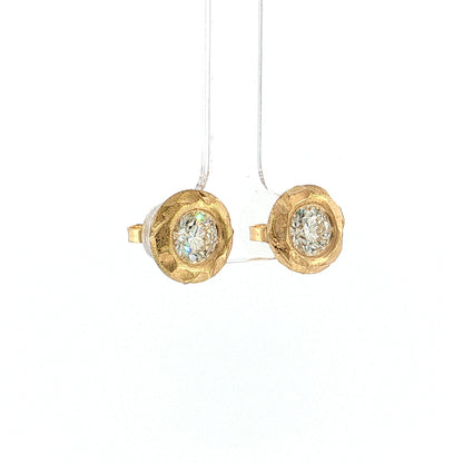 2.01 GIA Diamond Stud Earrings 18k Yellow Gold