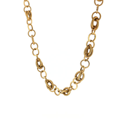 Corletto Alternating Link Chain Necklace 18k Yellow Gold