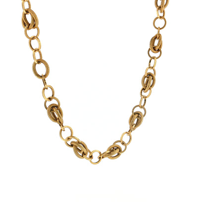 Corletto Alternating Link Chain Necklace 18k Yellow Gold