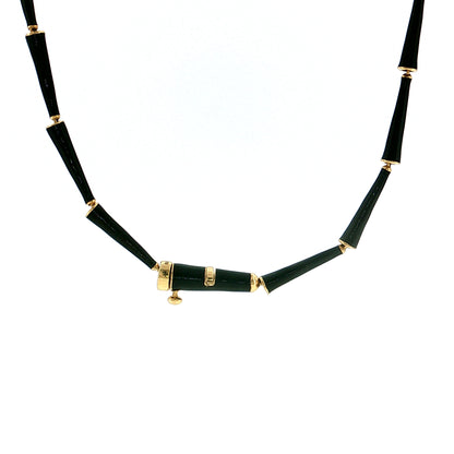 Melissa Kaye Black Enamel Diamond Link Necklace 18k