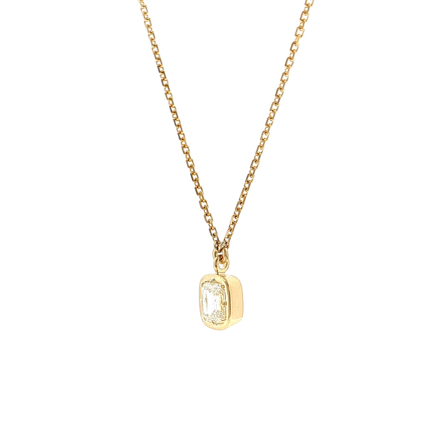 1.00 GIA Emerald Cut Diamond Pendant 18k Yellow Gold
