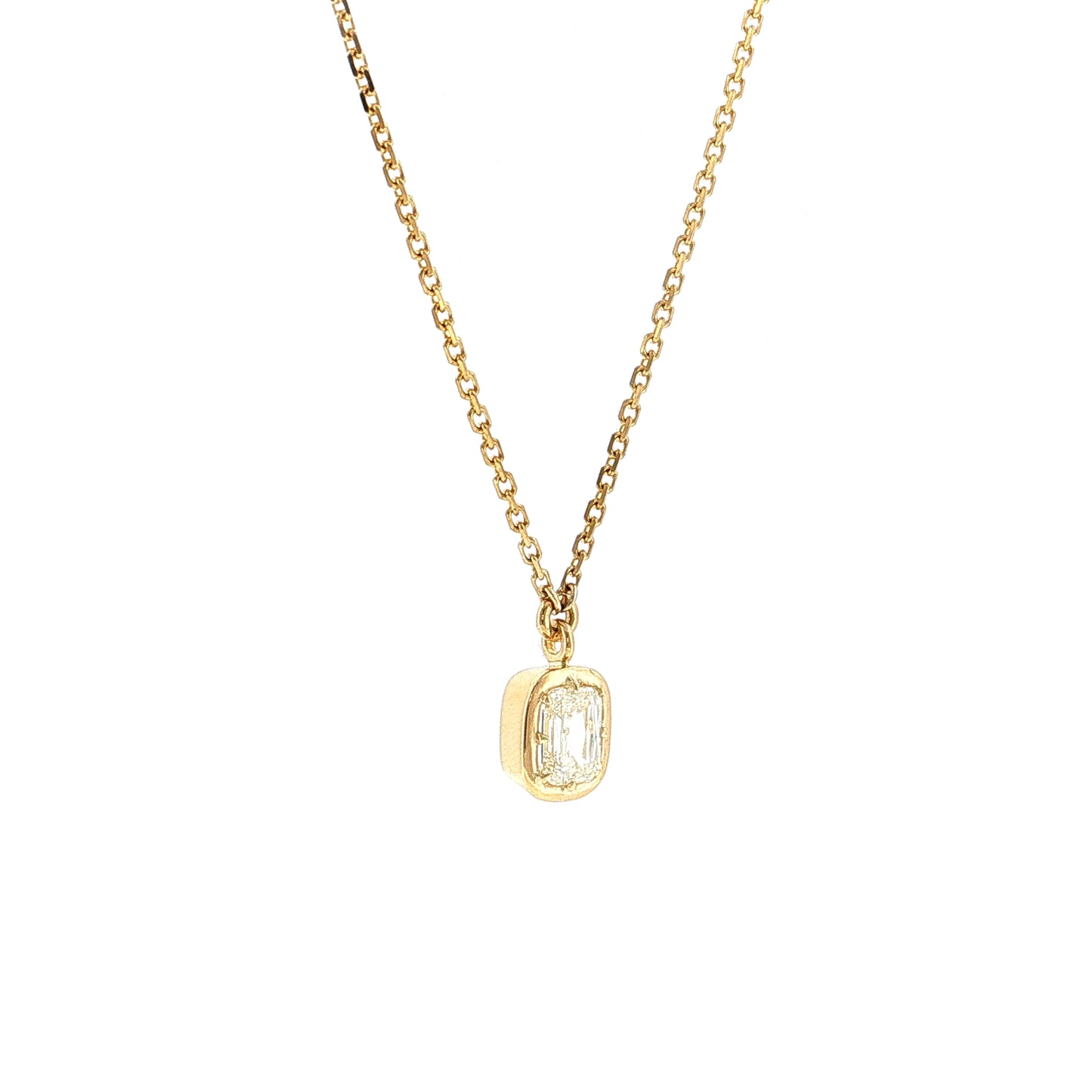 1.00 GIA Emerald Cut Diamond Pendant 18k Yellow Gold