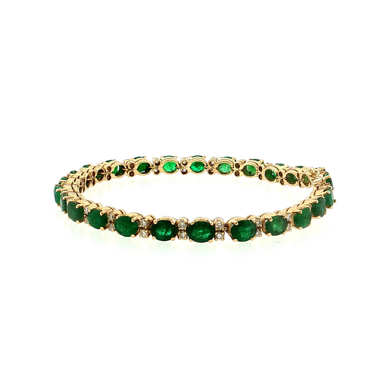8.75 Emerald & Diamond Line Bracelet 18k Yellow Gold