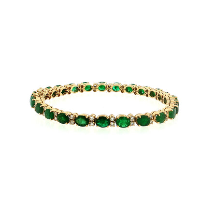 8.75 Emerald & Diamond Line Bracelet 18k Yellow Gold