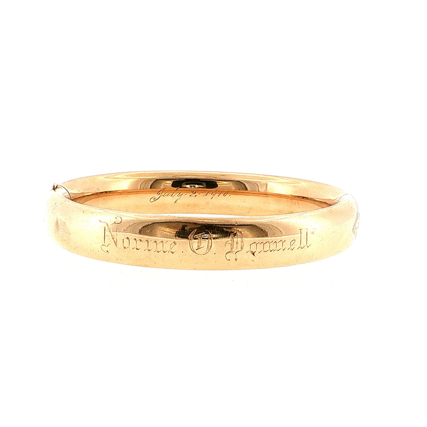 Antique Art Nouveau Floral Bangle Bracelet 10k Rose Gold