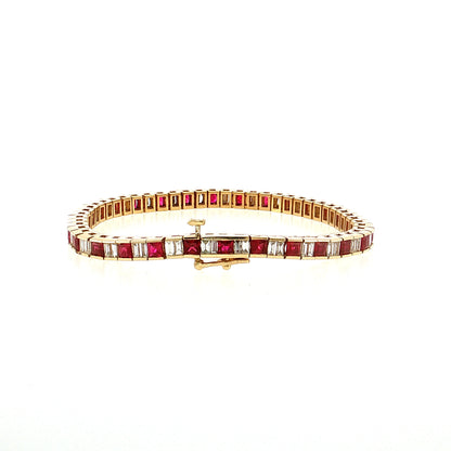 6 Carat Ruby & Diamond Tennis Bracelet 14k