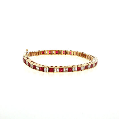 6 Carat Ruby & Diamond Tennis Bracelet 14k