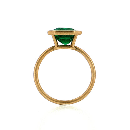 4.88 Emerald Cut Emerald Cocktail Ring 18k Yellow Gold