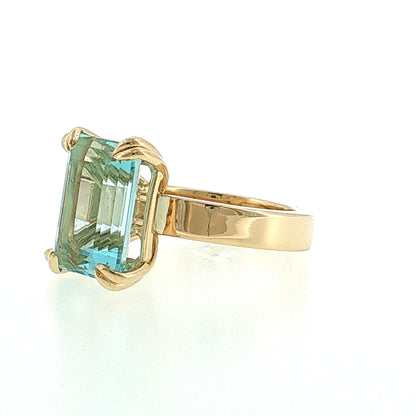 6.41 Emerald Cut Aquamarine Cocktail Ring 14k