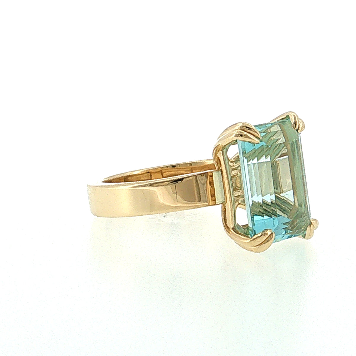 6.41 Emerald Cut Aquamarine Cocktail Ring 14k
