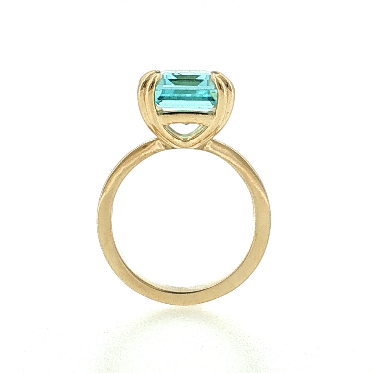 6.41 Emerald Cut Aquamarine Cocktail Ring 14k